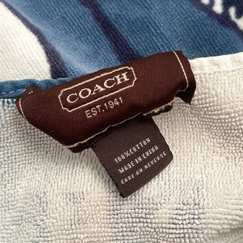 Coach blue and white signature C logo large beach towels